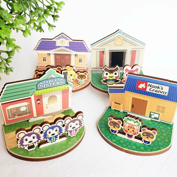 Mini Town Wooden Standees / Business Card Holders