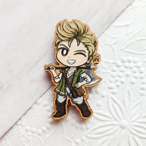 Octopath Traveler 1 Wood Pins/Magnets Alfyn