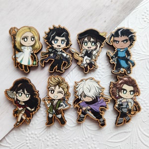 Octopath Traveler 1 Wood Pins/Magnets Full Set