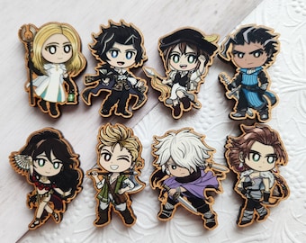 Pines/imanes de madera de Octopath Traveler 1