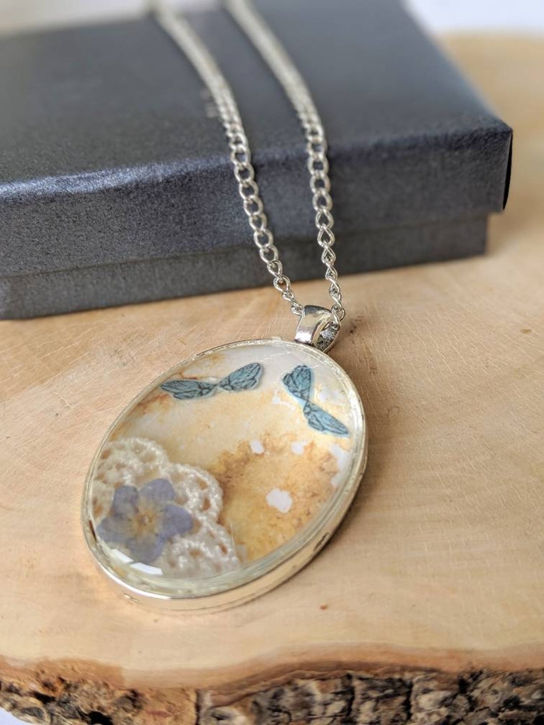 Pendant Necklace Chain Wings Insect steampunk Gift for Etsy