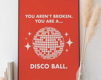 Disco Print, retro art, funky decor, apartment decor, dorm decor, dorm art, groovy poster, bar cart print, girly wall art, trendy poster