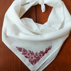 Wild rose handprinted organic cotton bandana