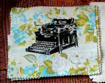 Antique Typewriter Screen Printed Patch