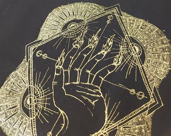 The Hand of Glory: reclaim your traumas and shadow side.  Original artwork handprinted patch