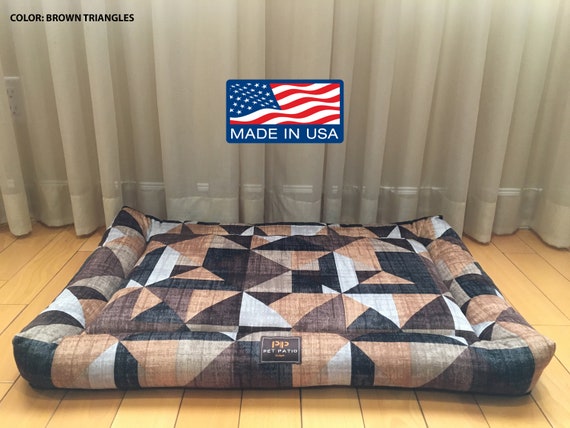 Orthopedic Dog Bed Crate Mat – Washable Cover, Geometric Pattern