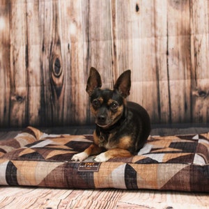 Washable Orthopedic Dog Bed Pad Crate Mat - Handmade in USA // Dog Bed Cover for Small to Large Dogs (Triangle pattern)