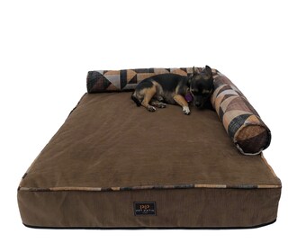 XL Dog Bed for Large Breeds — Orthopedic Joint Support, Washable, Modern Gray, Handmade in USA