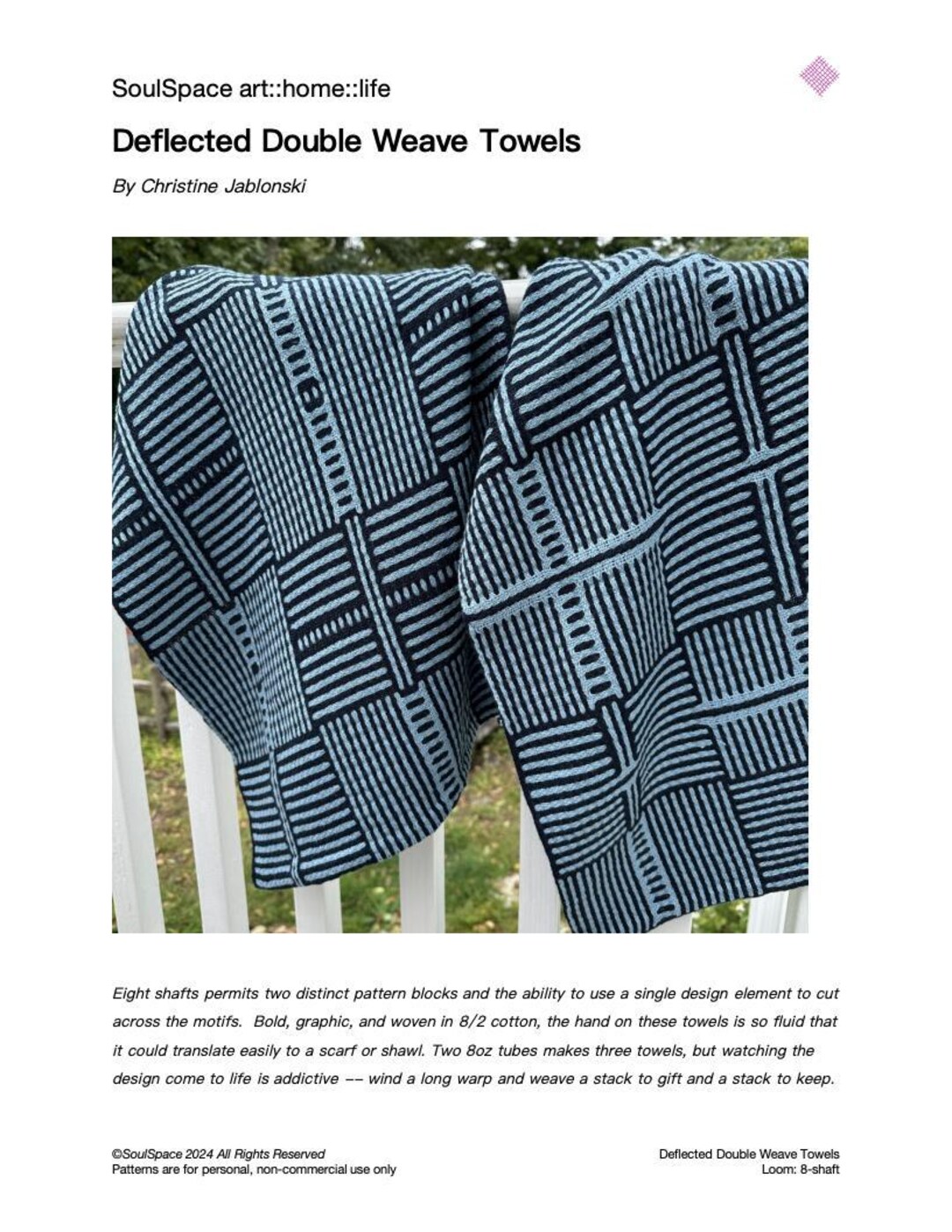 8-shaft Pattern PDF: Deflected Double Weave Towels - Etsy