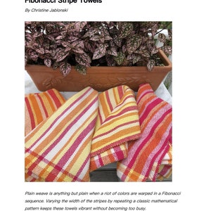 Rigid Heddle Pattern PDF: Fibonacci Stripe Towels