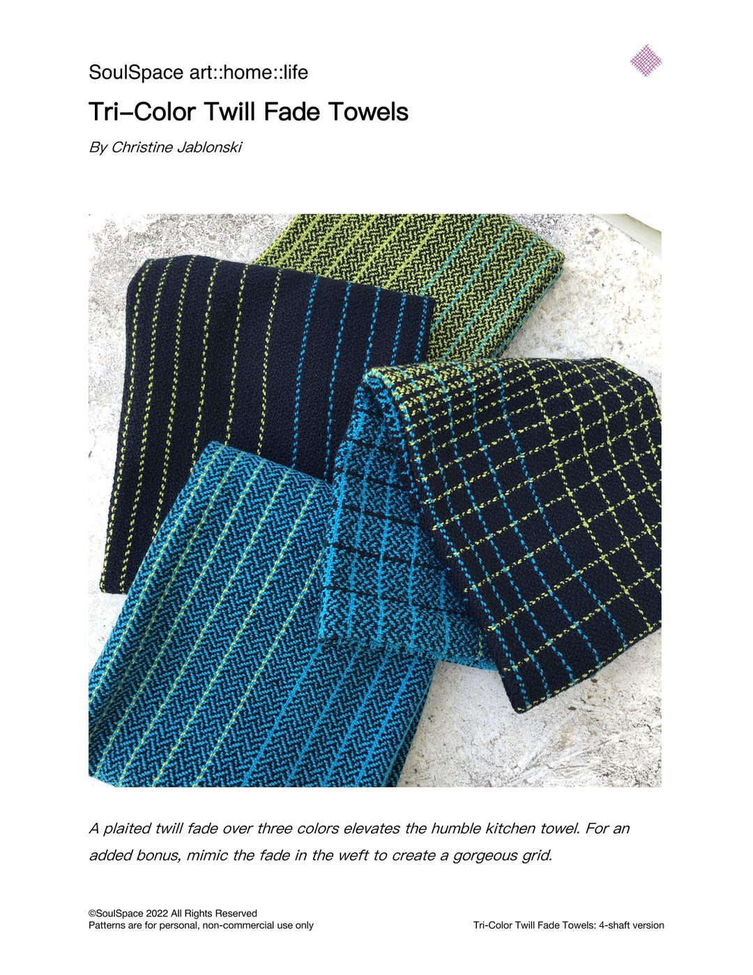 Twill Line Template.pdf 4-shaft Pattern PDF: Tri-color Twill Fade Towels - Etsy