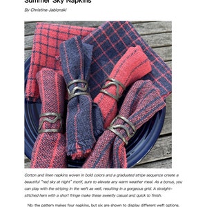 Rigid Heddle Pattern PDF: Summer Sky Napkins