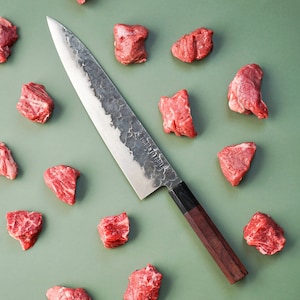 Cuchillo japonés de chef de 8 pulgadas, cuchillo de cocina profesional  forjado a mano, acero de alto carbono, cuchillos de chef gyutou japonés  afilado