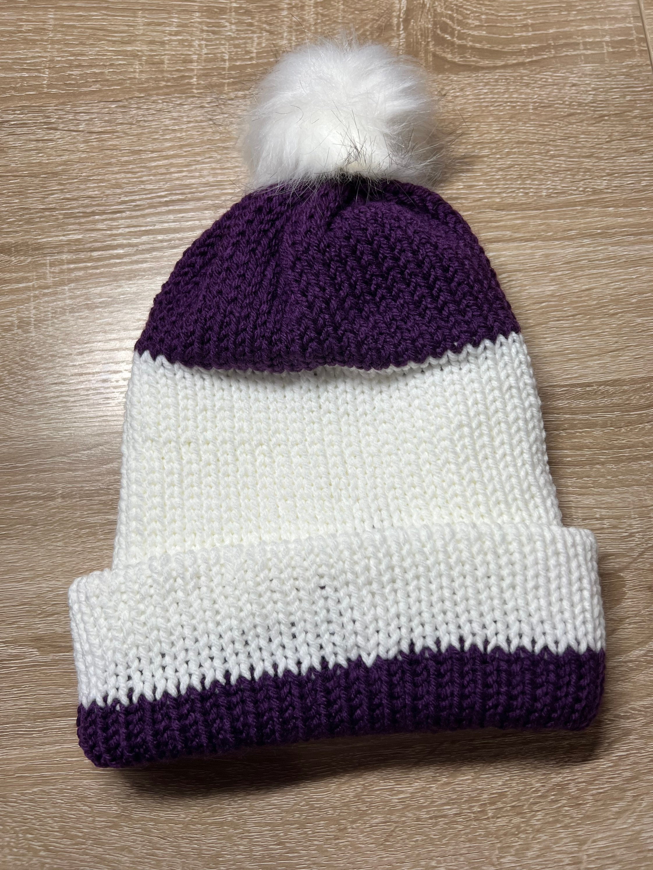 Purple \u0026 White Beanie | Etsy
