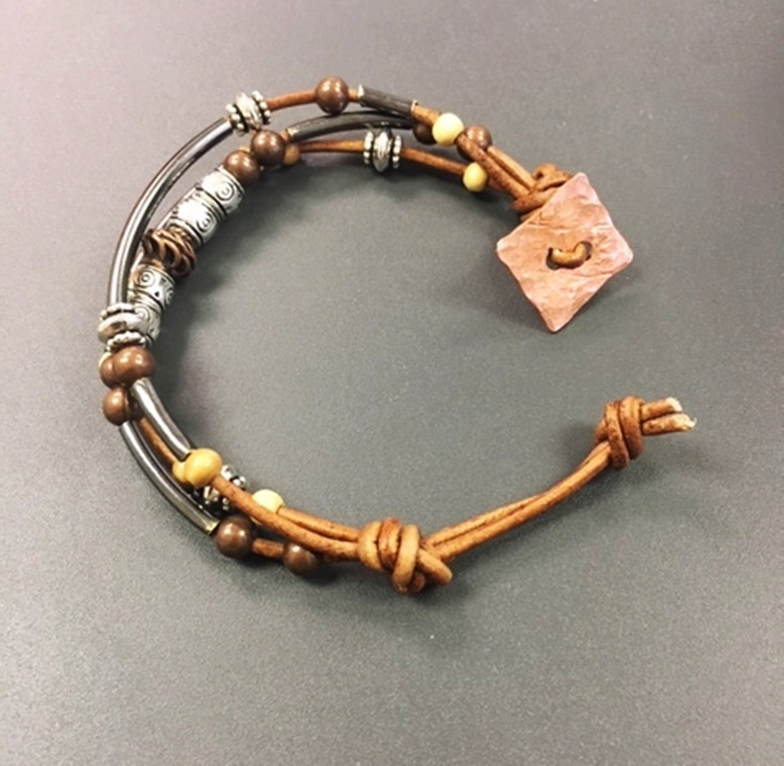 Brown Leather Bracelet Etsy