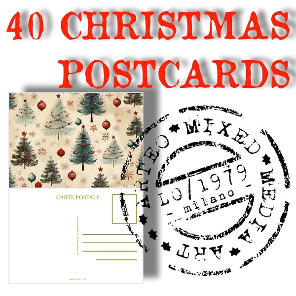 40 CHRISTMAS CARDS - printable front and back cards