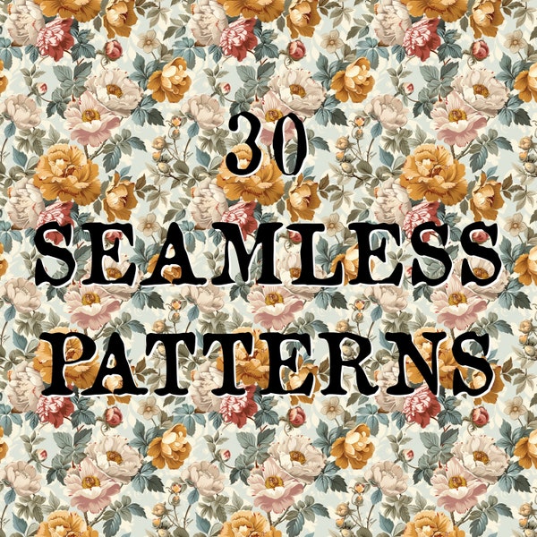 30 FLORAL SEAMLESS PATTERNS - 30 color pages of infinitely replicable floral patterns *with original file!!!*