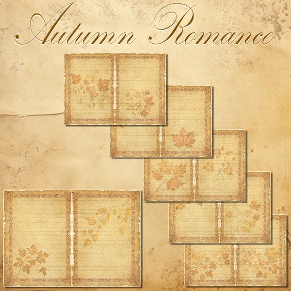 AUTUMN ROMANCE - the autumn diary 40 pages + 10 envelopes + 3 backgrounds + 12 decorative cards