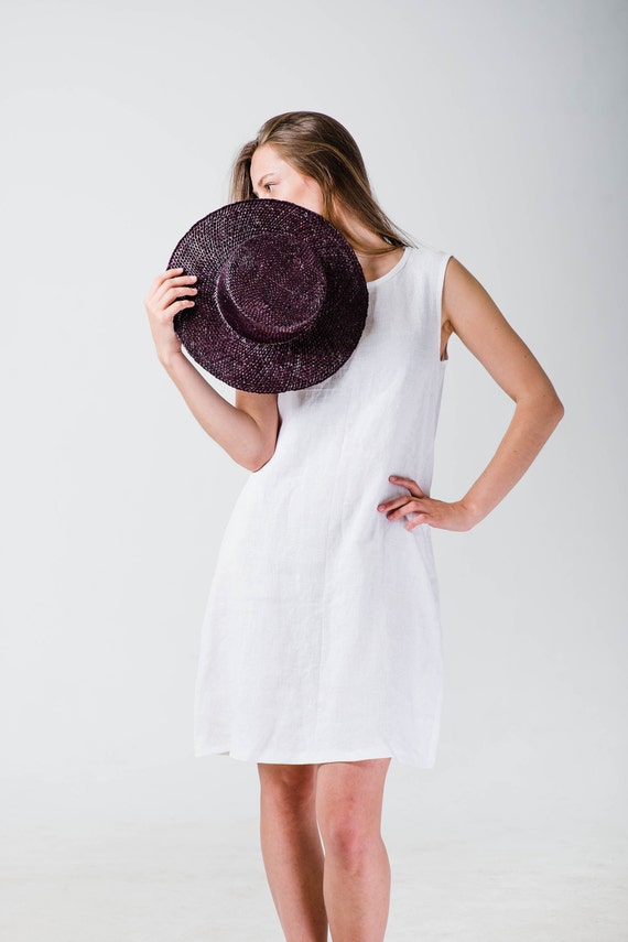 white short linen dress