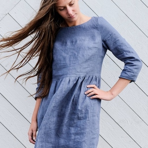 Linen dress for women, Long sleeve dress, Linen womens dress, With sleeves, Maternity dress, Linen short dress, Linen, Soft Linen Dress