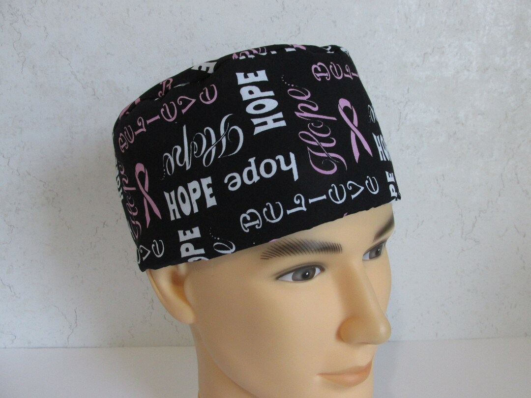 Breast Cancer Hope Believe Surgical Scrub Cap for Short Hair, Scrub Hat