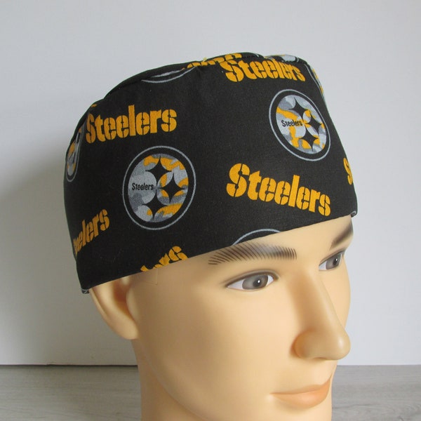 Pittsburgh Steelers - Surgical Scrub Cap for Short Hair with Sweatband, Nurse Doctor Cap, OR hat, Cath Lab, Cancer Hat