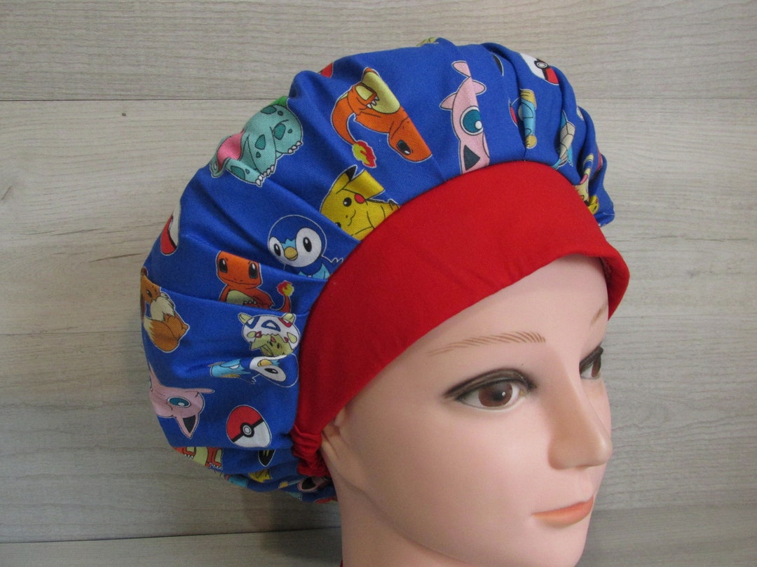 Pokemon Characters With Red Band Bouffant Surgical Scrub Cap With