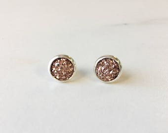 Destello Druzy Studs - Rose Gold - 8MM