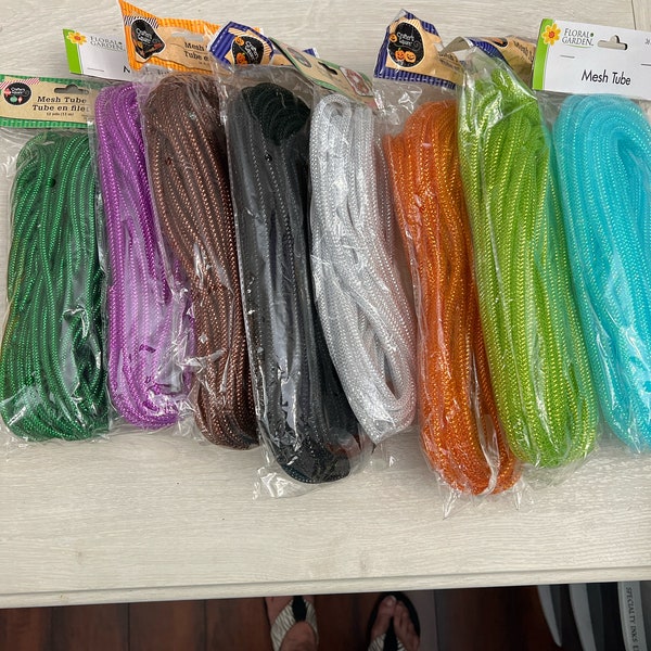 Craft, Mesh Tubing, 8 Colors, Brown, Black, Purple, Green, Blue, Lime Green, Orange, 36ft ea