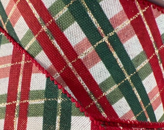 2.5” Wired Ribbon, Christmas Plaid, 10 yards