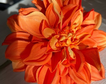 Flowers, Orange Dahlia, 9” Diameter, 2 Colors