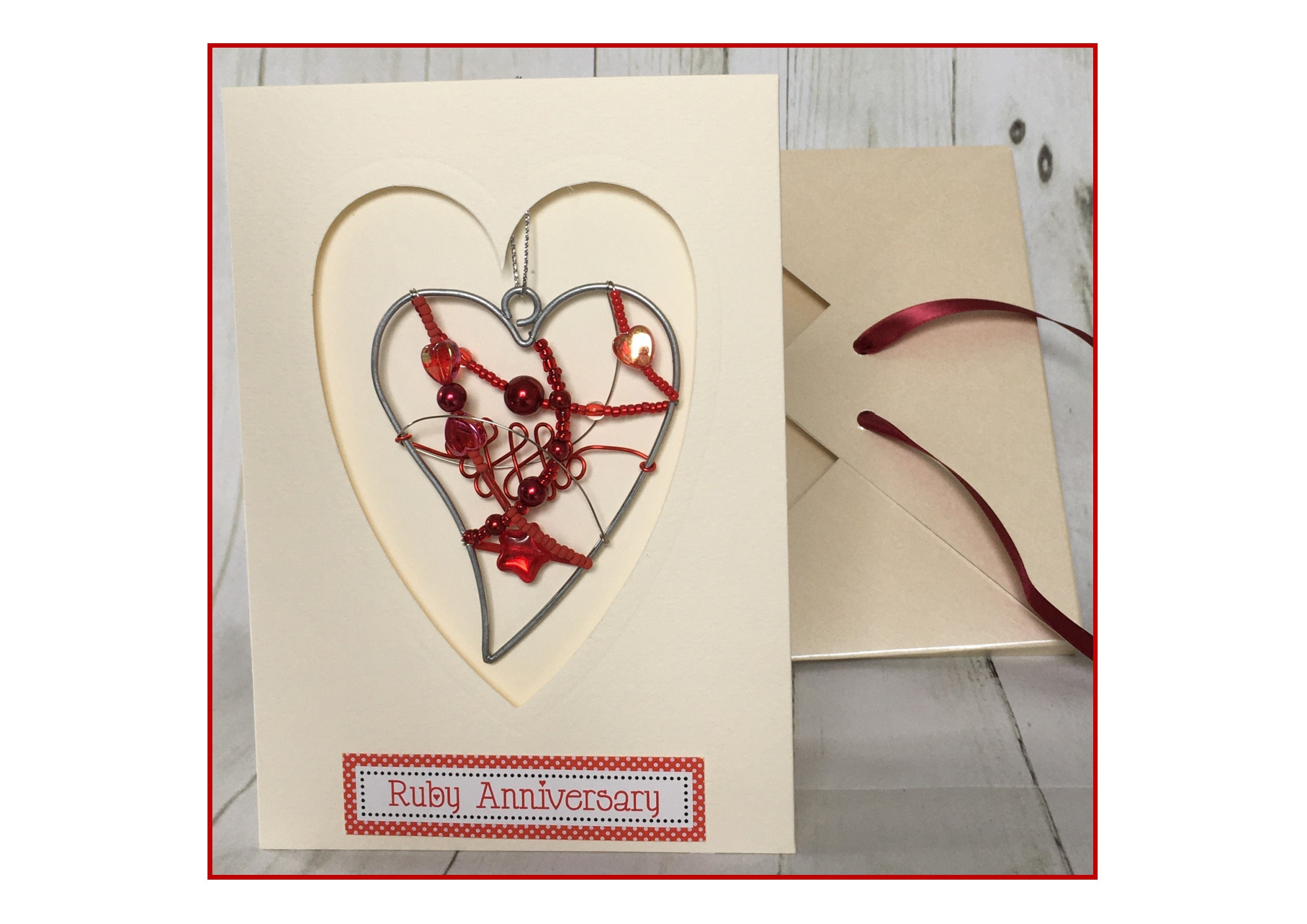 Ruby 40th Wedding Anniversary Card - Etsy