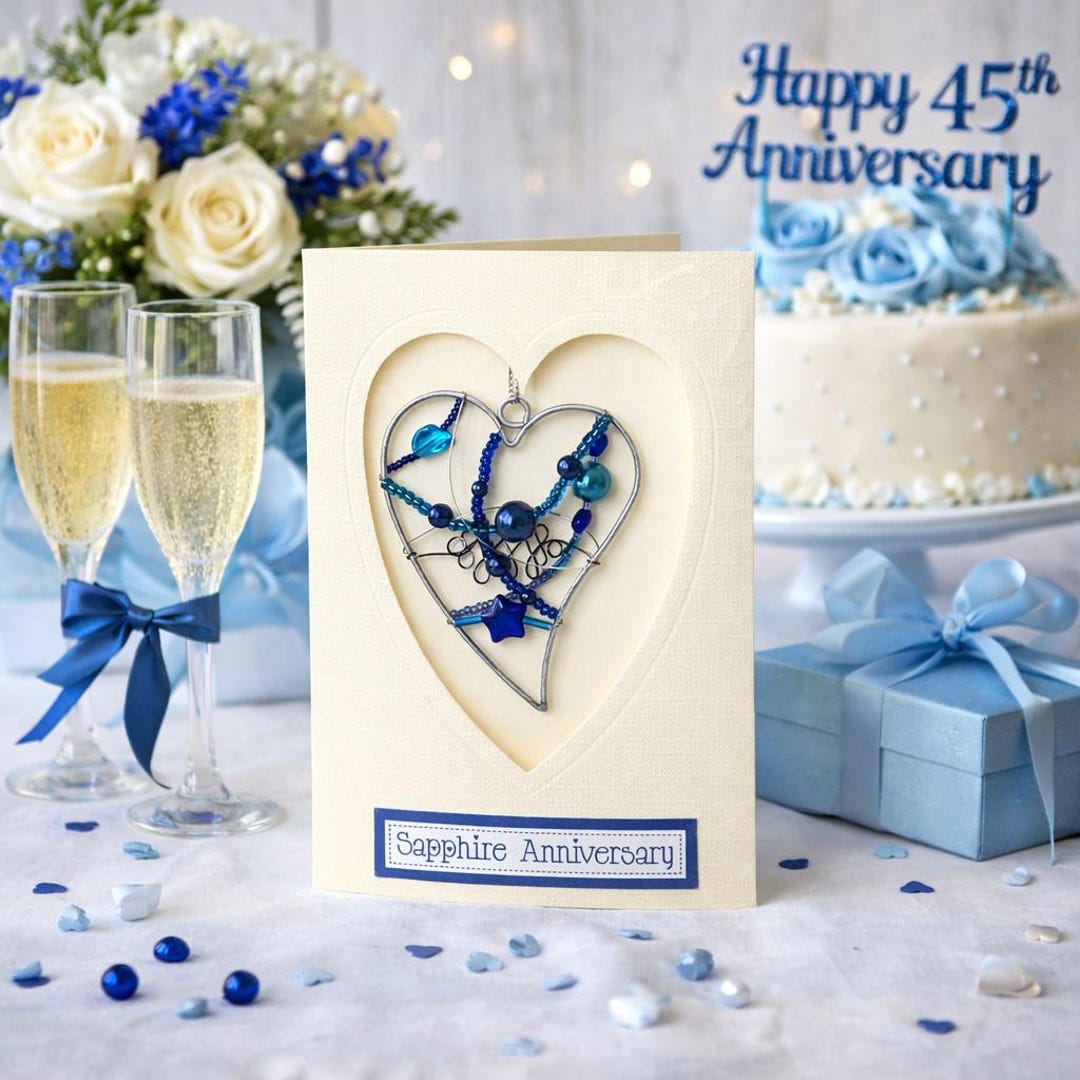 Sapphire 45th Wedding Anniversary Card - Etsy