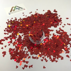 MICKEY MOUSE RED holo sequins 4mm glitter festival face body hair nail art Disney Minnie