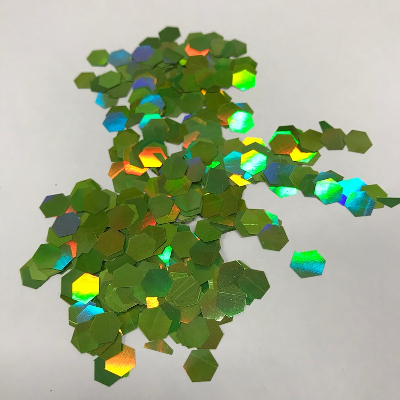 6mm light green HOLOGRAPHIC sparkly CHUNKY HEXAGON glitter new rainbow crafts hair face body nail glitter