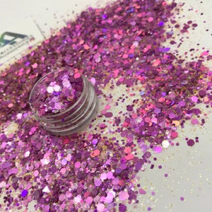 PINK unicorn MIXED GLITTER holographic sparkly festival face body hair nail art X10