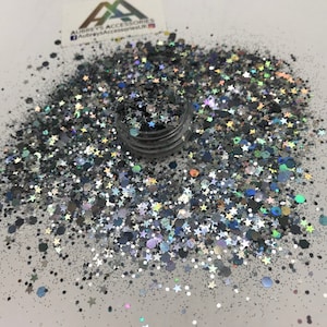 GREY SILVER MULTI mix glitter festival face body hair nail art K11