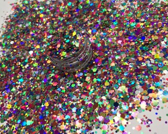 RAINBOW PRIDE MIX multicolour hexagon pride mix glitter festival face body hair nail art