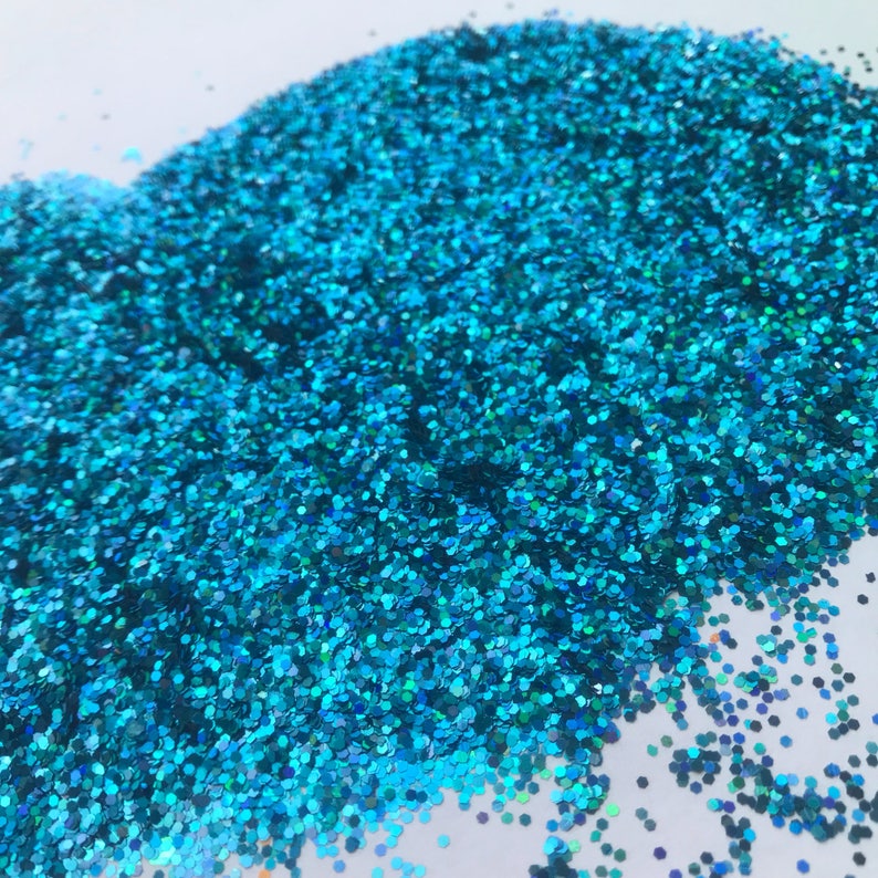 1mm hexagon mermaid blue holographic glitter sparkly
