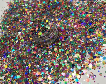 RAINBOW PRIDE MIX holographic mixed glitter sparkly festival face body hair nail art