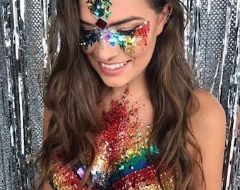 10 pride colour RAINBOW GLITTER POTS Gay Pride new festival hair face body glitter crafts