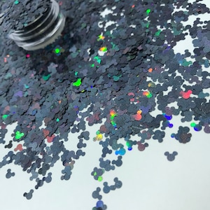 MICKEY MOUSE NERO paillettes olografiche arcobaleno 4mm glitter festival viso corpo capelli nail art Disney