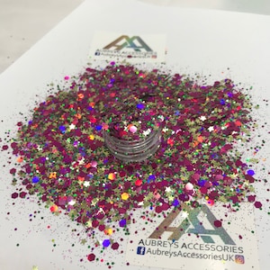 PINK, GOLD & GREEN holographic mixed glitter festival face body hair nail art K