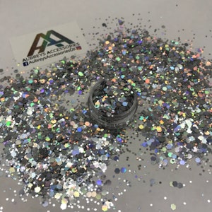 GEMISCHTE GLITTER Silber holographische prickelnde Festival Gesicht Körper Haar Nagel-Kunst X