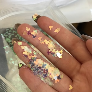 MICKEY MOUSE IRIDESCENTE Bianco Blu paillettes 4 mm glitter festival viso corpo capelli nail art Disney Minnie