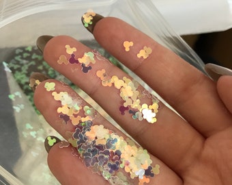 MICKEY MOUSE IRIDESCENT White Blue sequins 4mm glitter festival face body hair nail art Disney Minnie