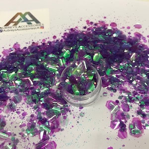 PURPLE UNICORN MERMAID Transparent mixed hexagon glitter sparkly festival face body hair nail iridescent