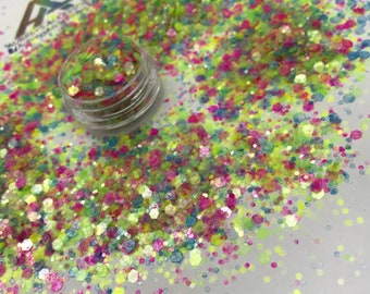 Bright NEON MIXED GLITTER iridescent sparkly festival face body hair nail art X5