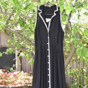Vintage 1960s Houndstooth Dress || Witchy Maxi Dress || AU 12
