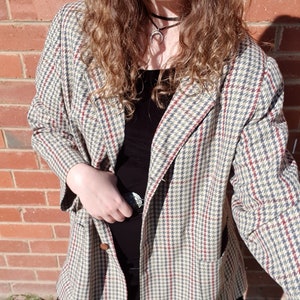 Vintage 80s Houndstooth Blazer || Size L